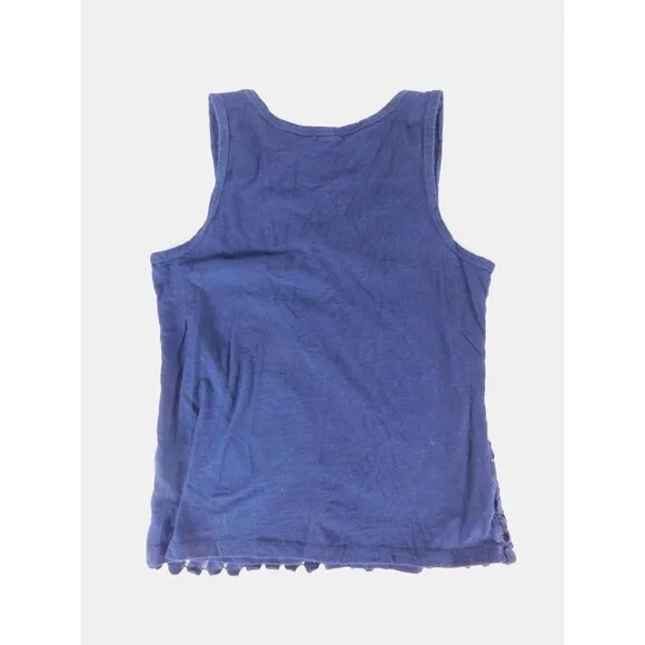 J.Crew Tank Top Womens Small Blue Textured Cotton Scoop Neck Sleeveless Pom Pom - Picture 2 of 6